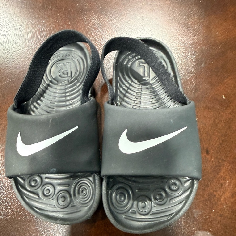 Nike Kids Black and White Slide Sandals